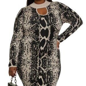 Love Always By FCT Snake Print Mockneck Sweater Dress